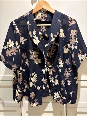 Handmade Navy Floral Short Sleeve Button shirt